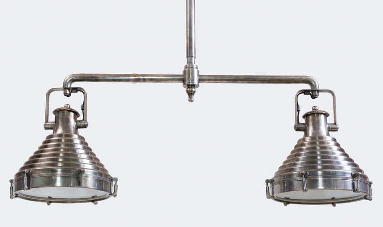 Mid-Century Modern Industrial Steel Pendant Light For Sale