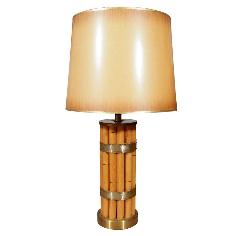 Russel Wright Bamboo and Brass Table Lamp