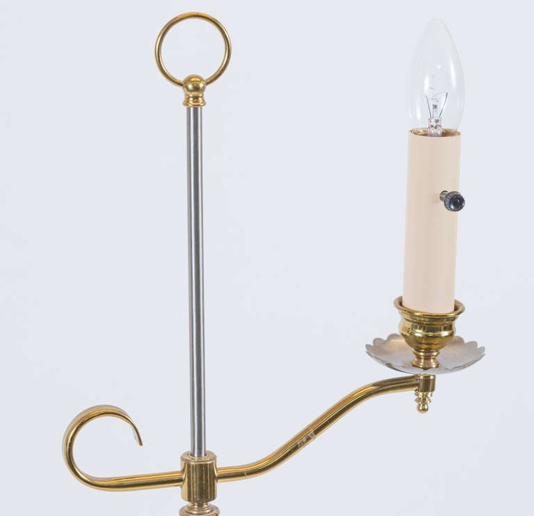 Mid-Century Modern Steel and Brass Floor Lamp in Jansen Style