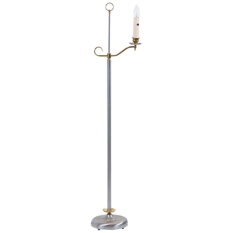 Steel and Brass Floor Lamp in Jansen Style