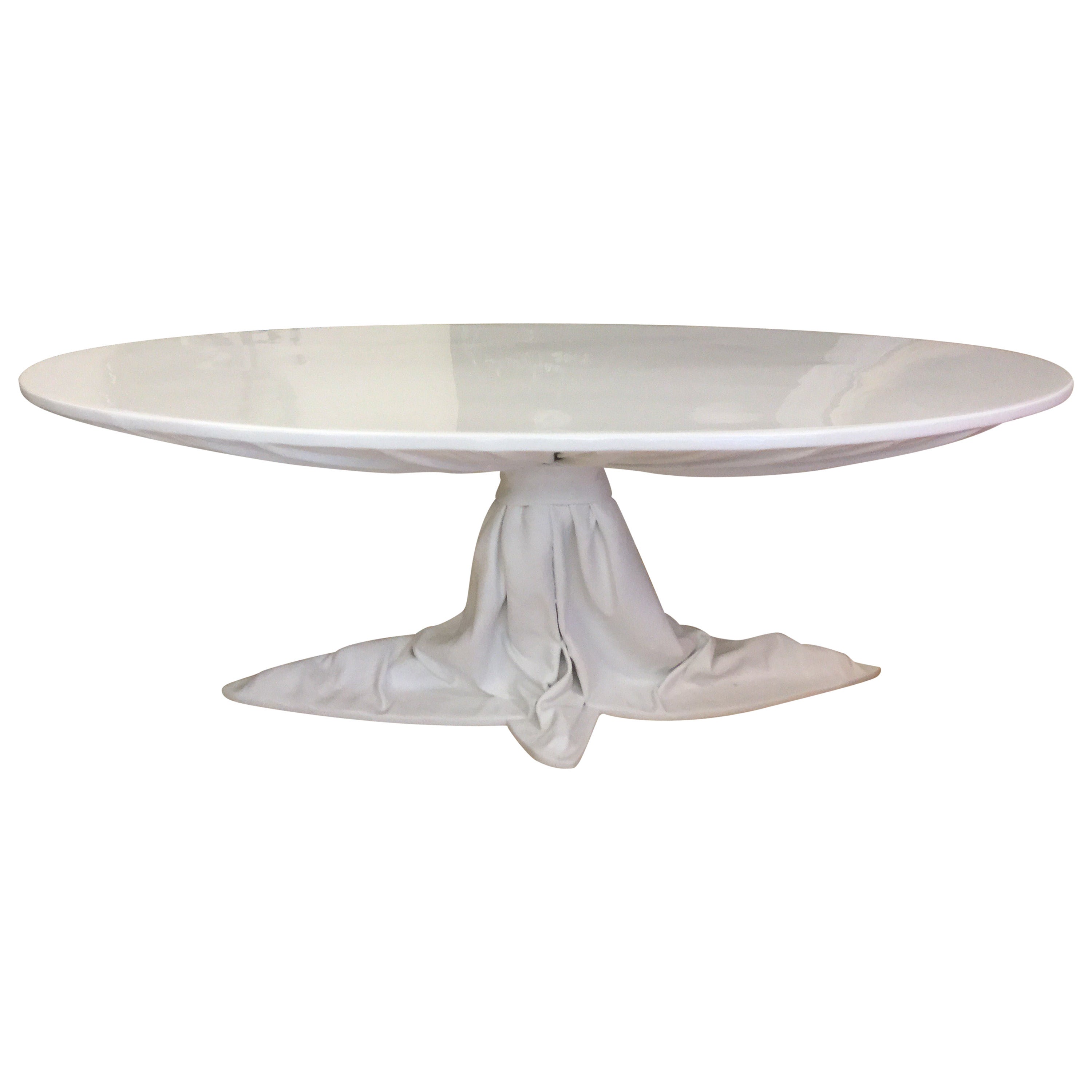 Gathered Drapery Dining Table by Richard Himmel For Sale