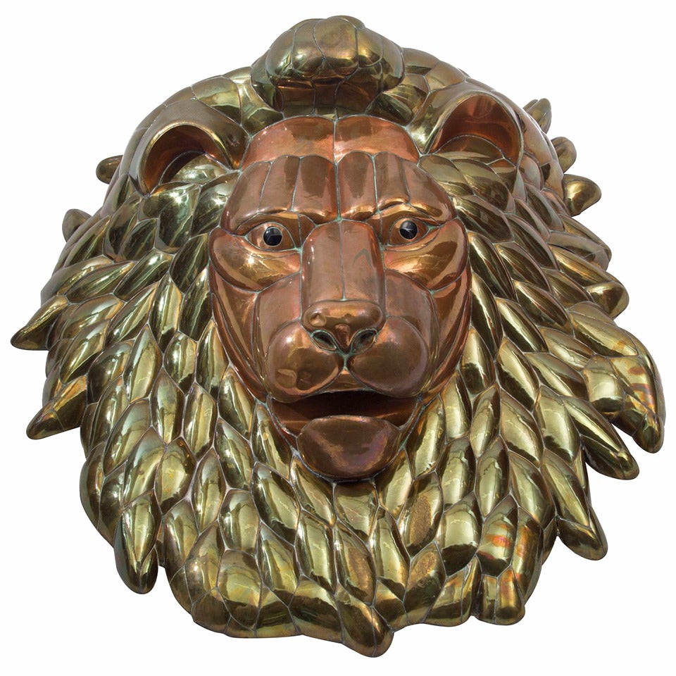 1980's Lion Head by Sergio Bustamante For Sale