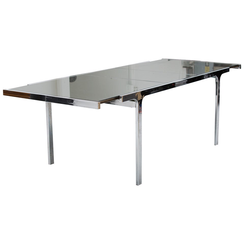 Pierre Cardin Mirrored Glass and Steel Table For Sale