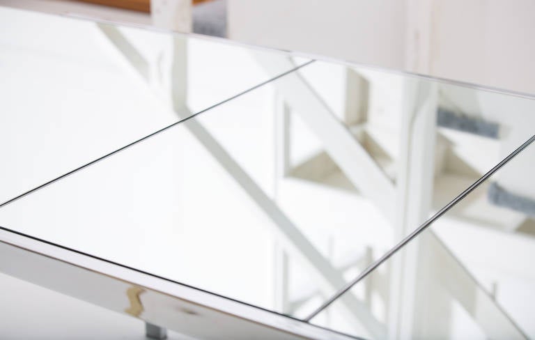 Pierre Cardin Mirrored Glass and Steel Table In Excellent Condition For Sale In Miami, FL