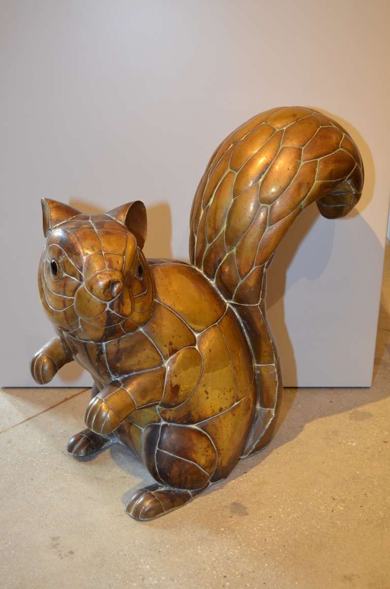 Early 1970's brass Squirrel sculpture  by Bustamante.
Part of the collection purchased directly from the Artist.
Signed SERMEL, 11/100.