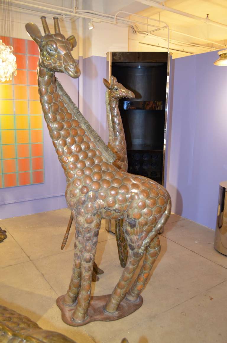 1970's sculpture of Large Giraffe by Bustamante Brothers.
Part of collection purchased directly from Sergio.
Signed SERMEL and numbered 12/100.
On display at our WPB location.