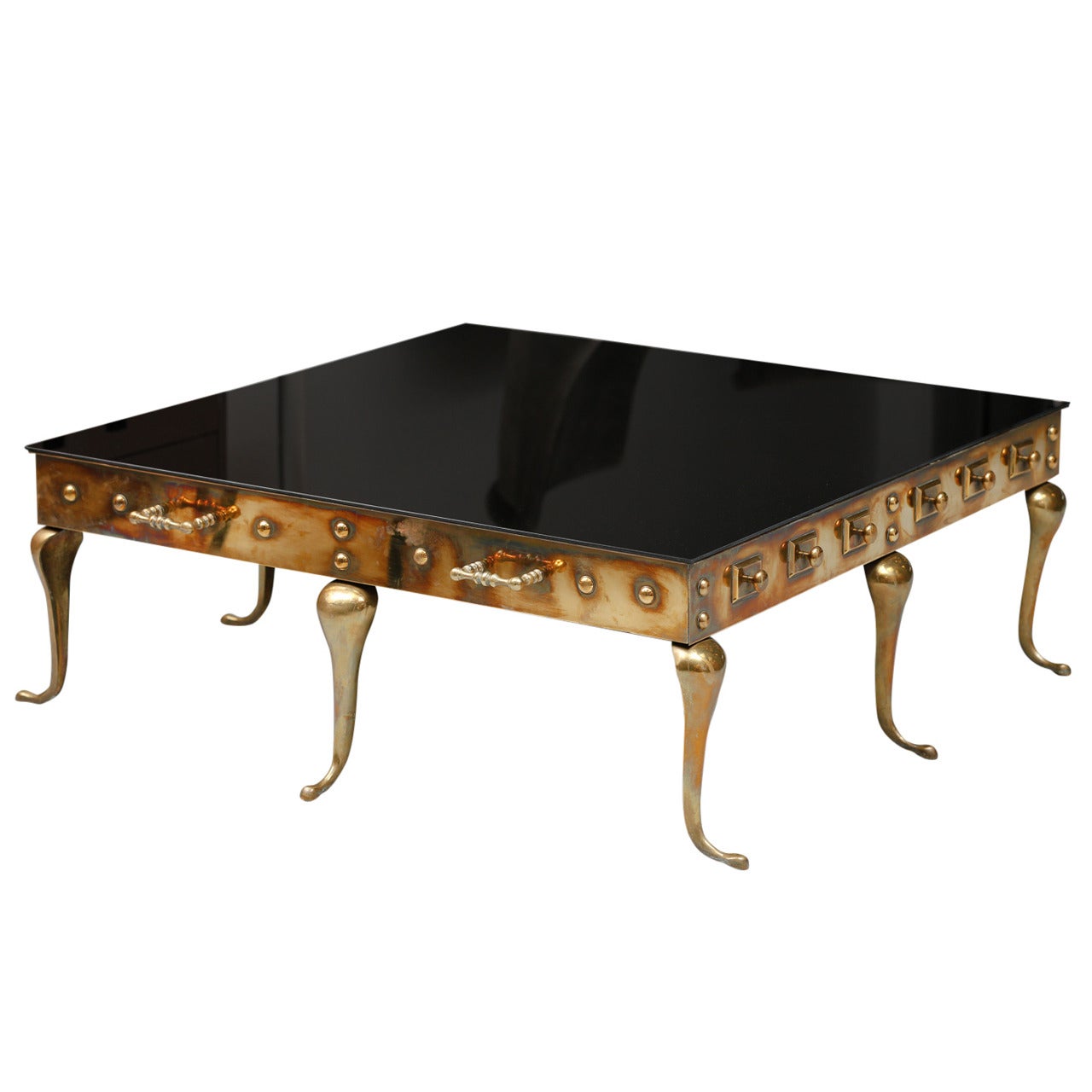 Solid Brass Coffee Table by Jansen for Mastercraft For Sale