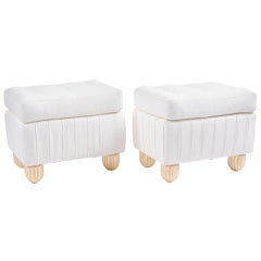 Pair of Pleated Linen Deco Stools