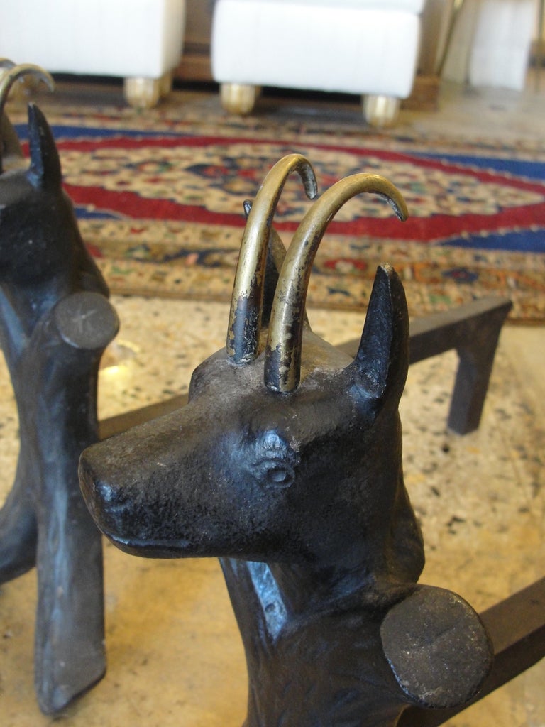 Exceptional and Rare 1950's Pair of  Animal Andirons