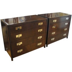 Pair of Michael Taylor Mahogany Baker Chests