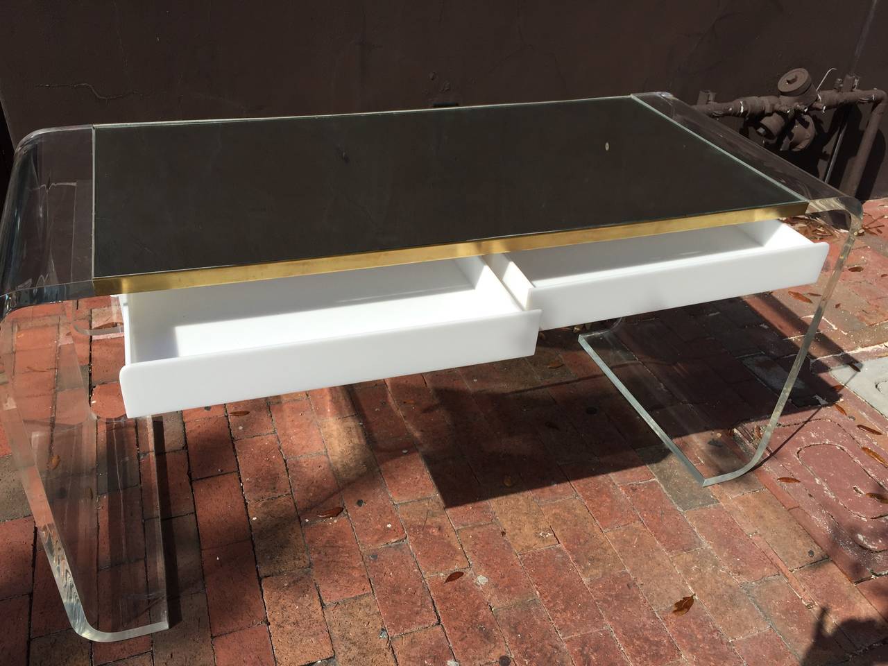 Outrageous Vintage Lucite Waterfall Desk In Excellent Condition In Miami, FL
