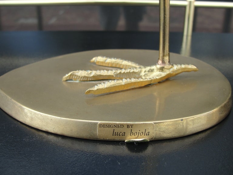 Late 20th Century Crane Sculpture in Brass & Glass by Luca Bojola
