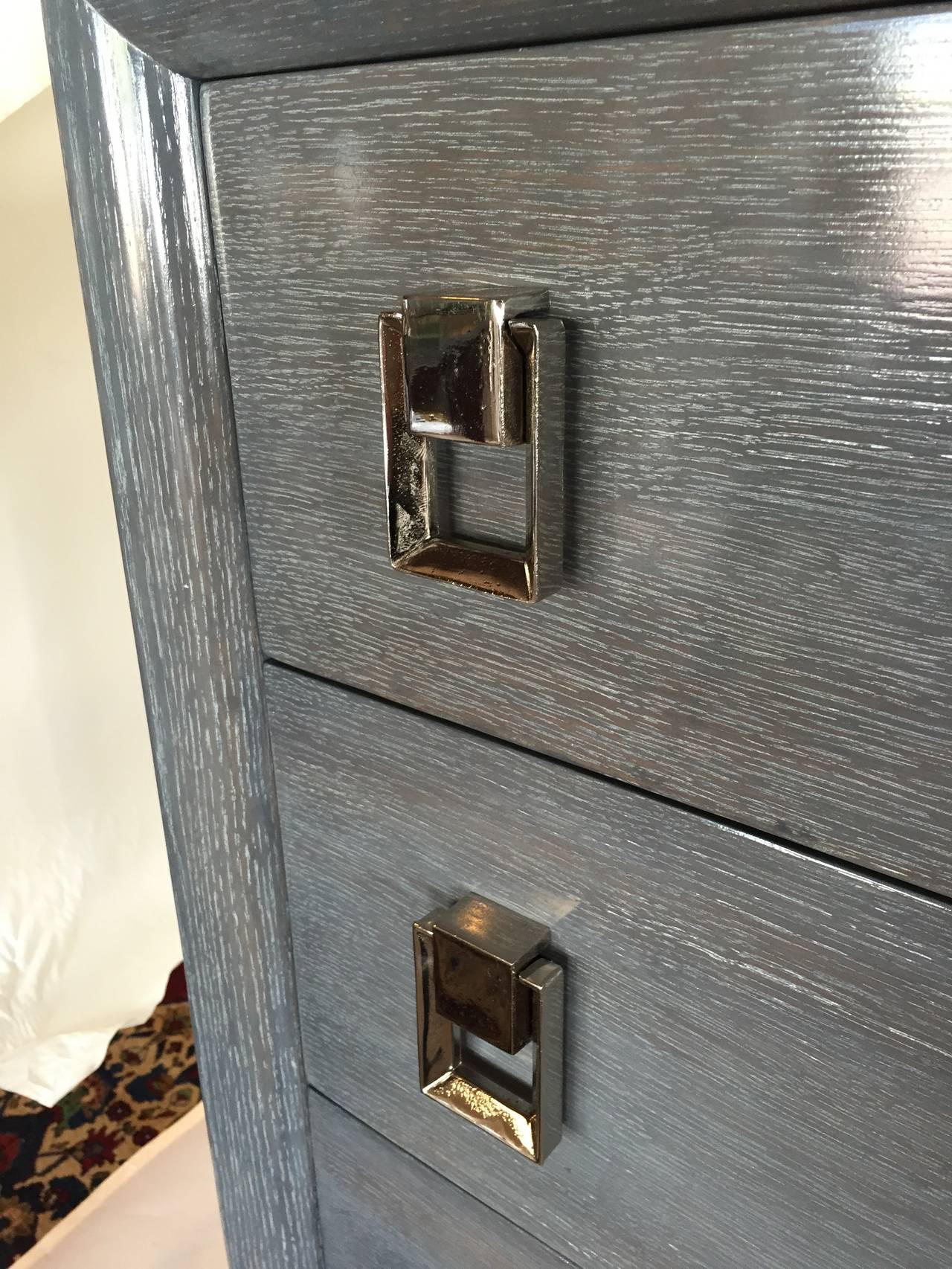 1940s Cerused Grey Tall Boy Cabinet For Sale at 1stdibs