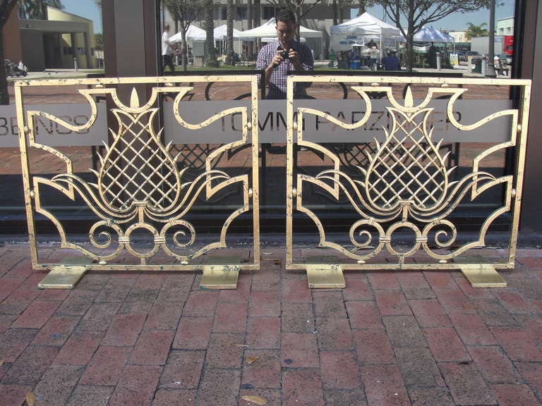 Incredible gilded iron fireplace screens 