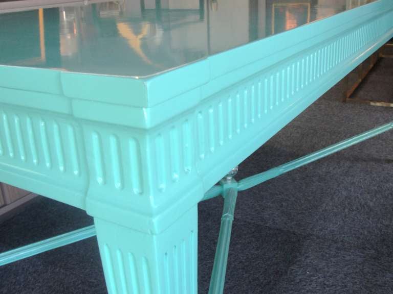 An Aqua Lacquered Louis Style Desk/Table 2