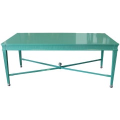 An Aqua Lacquered Louis Style Desk/Table