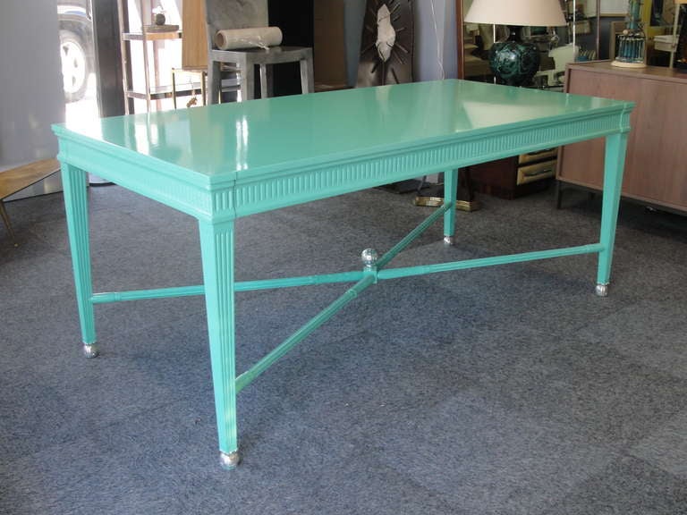 American An Aqua Lacquered Louis Style Desk/Table