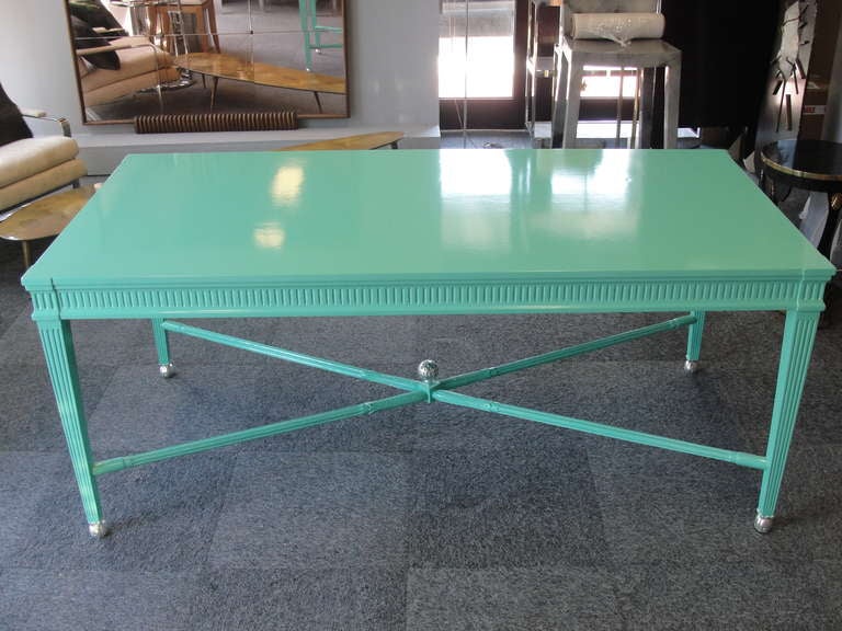 An Aqua Lacquered Louis Style Desk/Table 1
