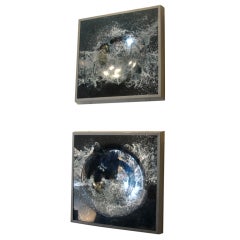 Retro Pair of Concave Boxed Acrylic Mirrors/Wall Sculpture