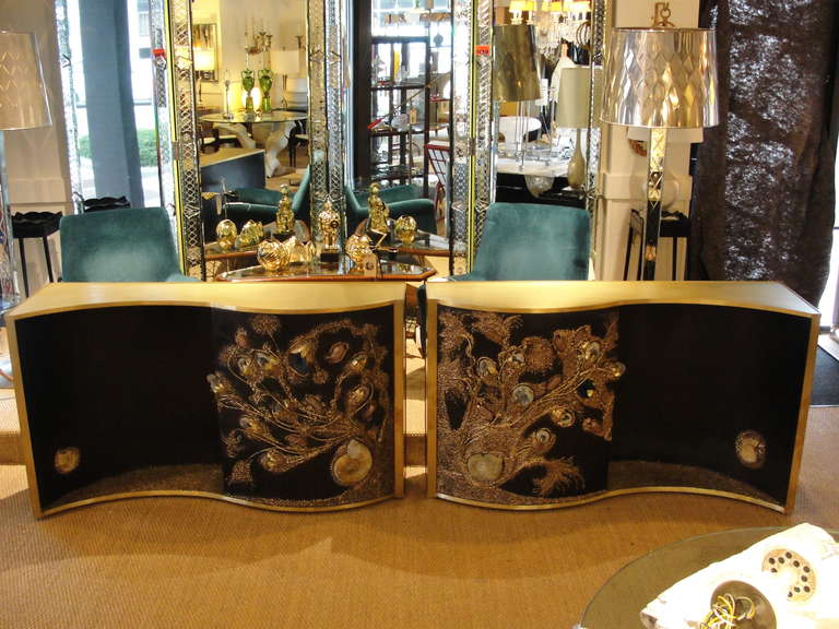 Agate Out of This World Bronze Console with Encrusted Natural Stones