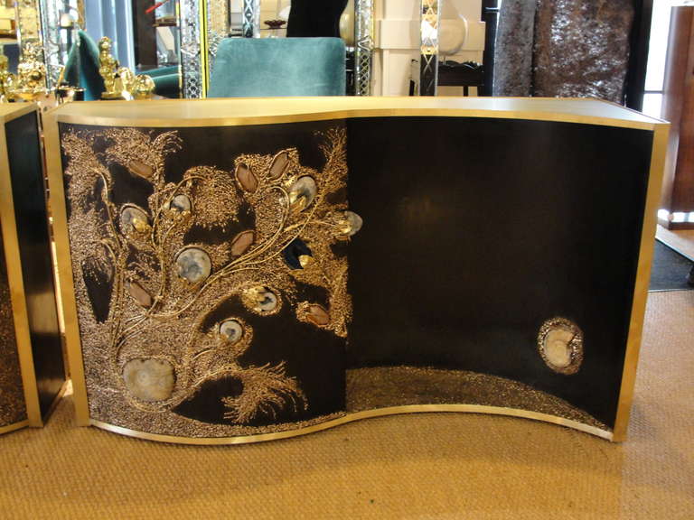 There is a matching pair of these consoles, being sold individually. These are custom designed for an important Palm Beach estate. Floral motif with vines, much detail, see close up pics.

This item is currently in our Miami showroom. Please call