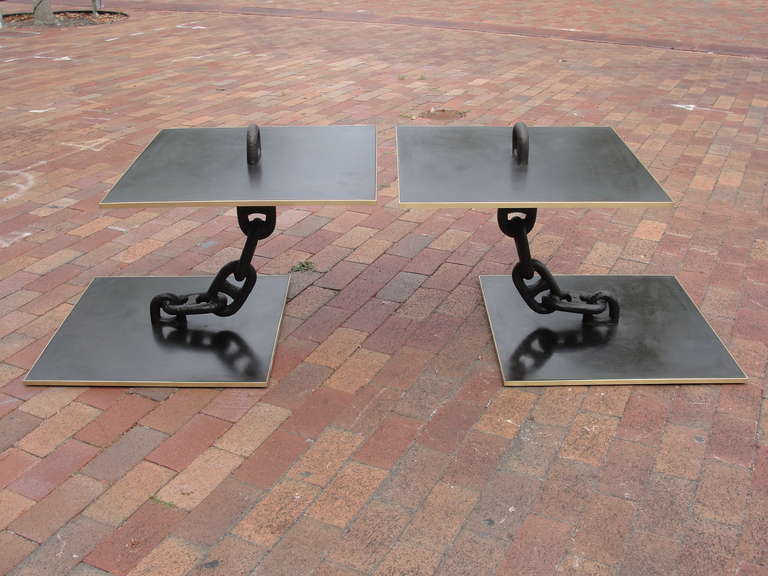 Sculptural and heavy, this brutal style pair definitely makes a statement.

Brass frame details.

Blackened Iron finish.