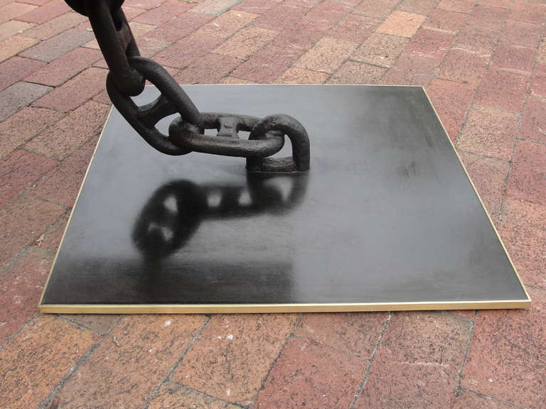 Exceptional Pair of Custom Iron Chain-Link Side Tables In Excellent Condition For Sale In Miami, FL