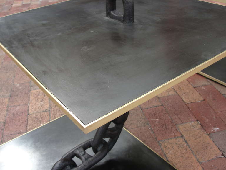 Exceptional Pair of Custom Iron Chain-Link Side Tables For Sale 1