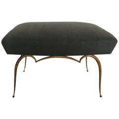 Delightful Rene Prou Gilt Iron Ottoman 3