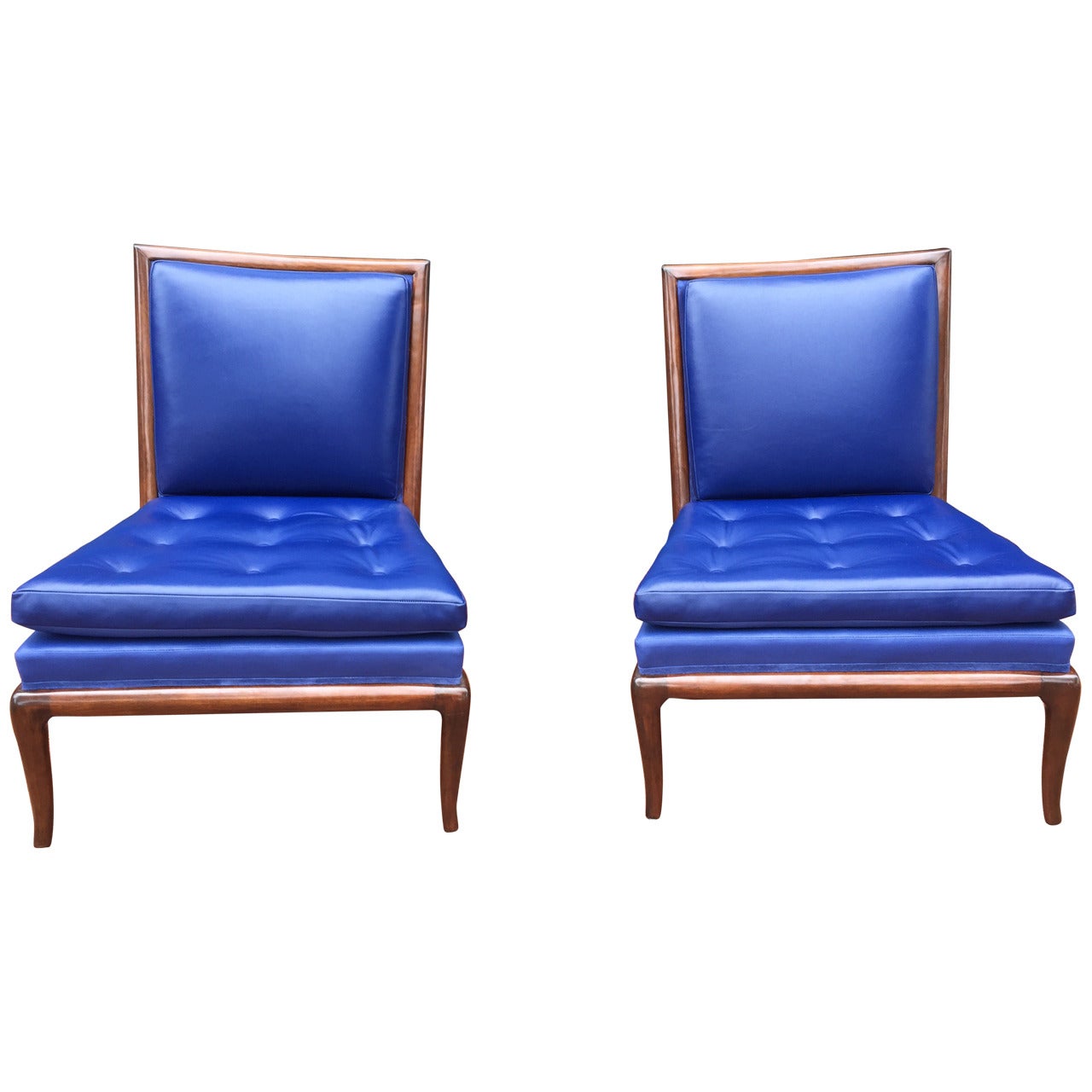 T.H. Robsjohn-Gibbings Slipper Chairs, Pair For Sale