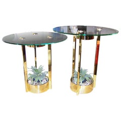 Dorothy Thorpe Illuminated Side Tables in Brass and Glass