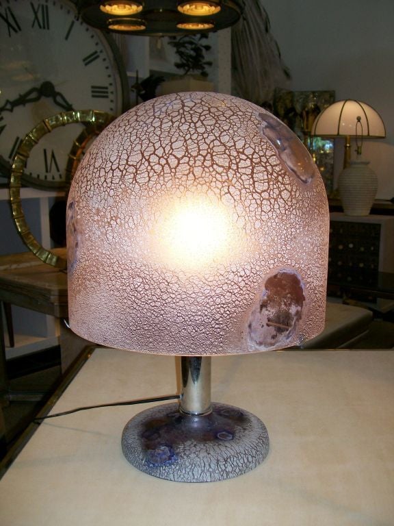 Mid-20th Century Extremely Rare Oversized Barbini Scavo Glass Table Lamp