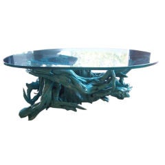 Turquoise Driftwood Branch Base Coffee Table