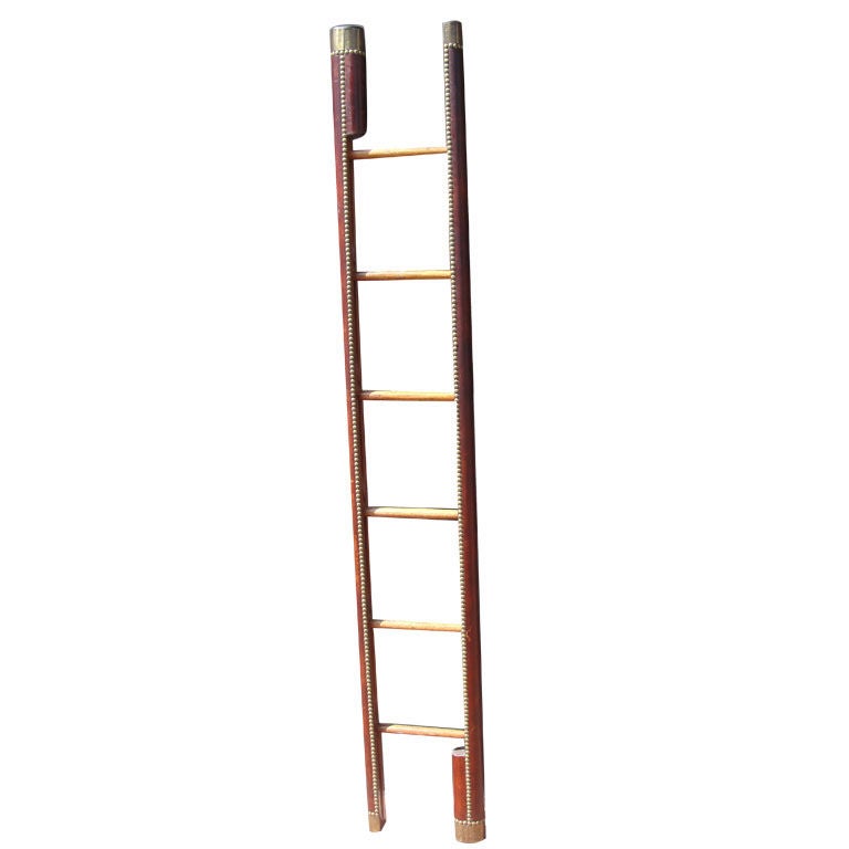 Unique Folding Leather Library Ladder