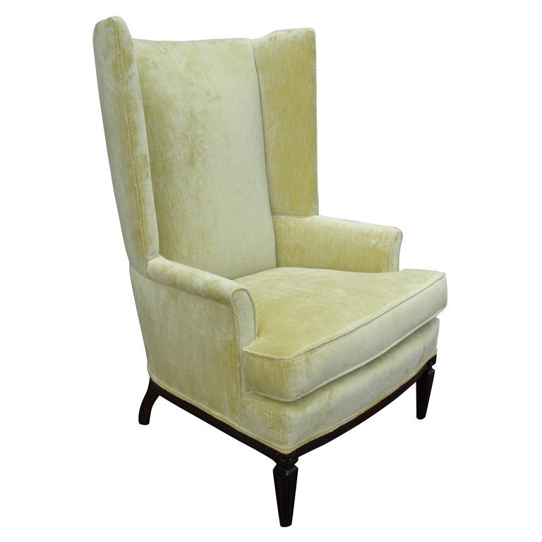 Citrine Vintage Velvet Wingback Armchair at 1stdibs
