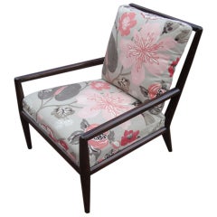 T.H. Robsjohn-Gibbings Armchair with Floral Upholstery