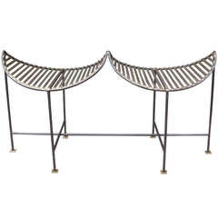 Architecturally Rustic Double-Seated Iron Bench