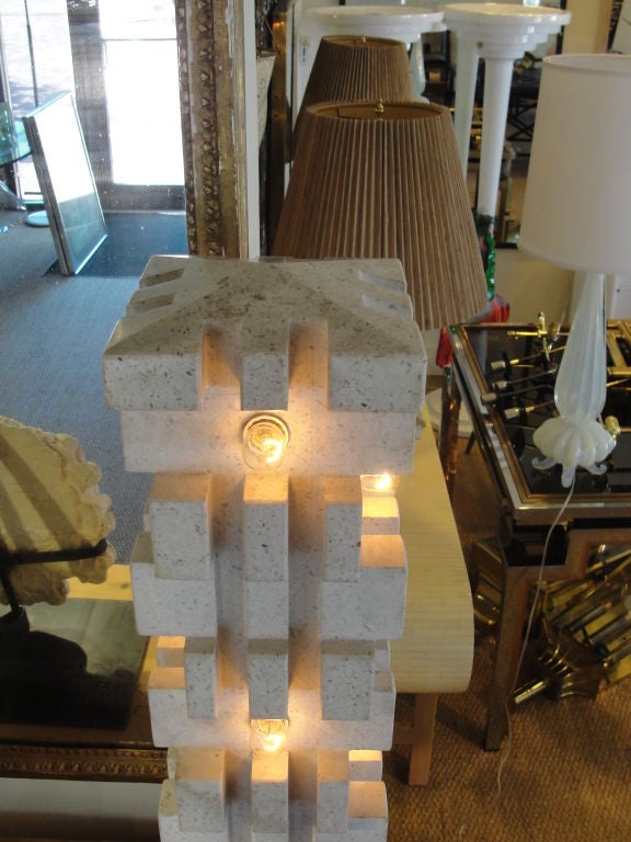 Post-Modern Italian White Marble Constructionist Lamp For Sale