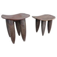Two Heavy West African Hard Wood Stools