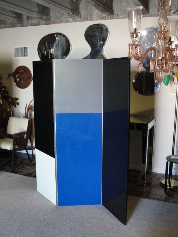 French Six-Panel Mondrian Style Room Divider