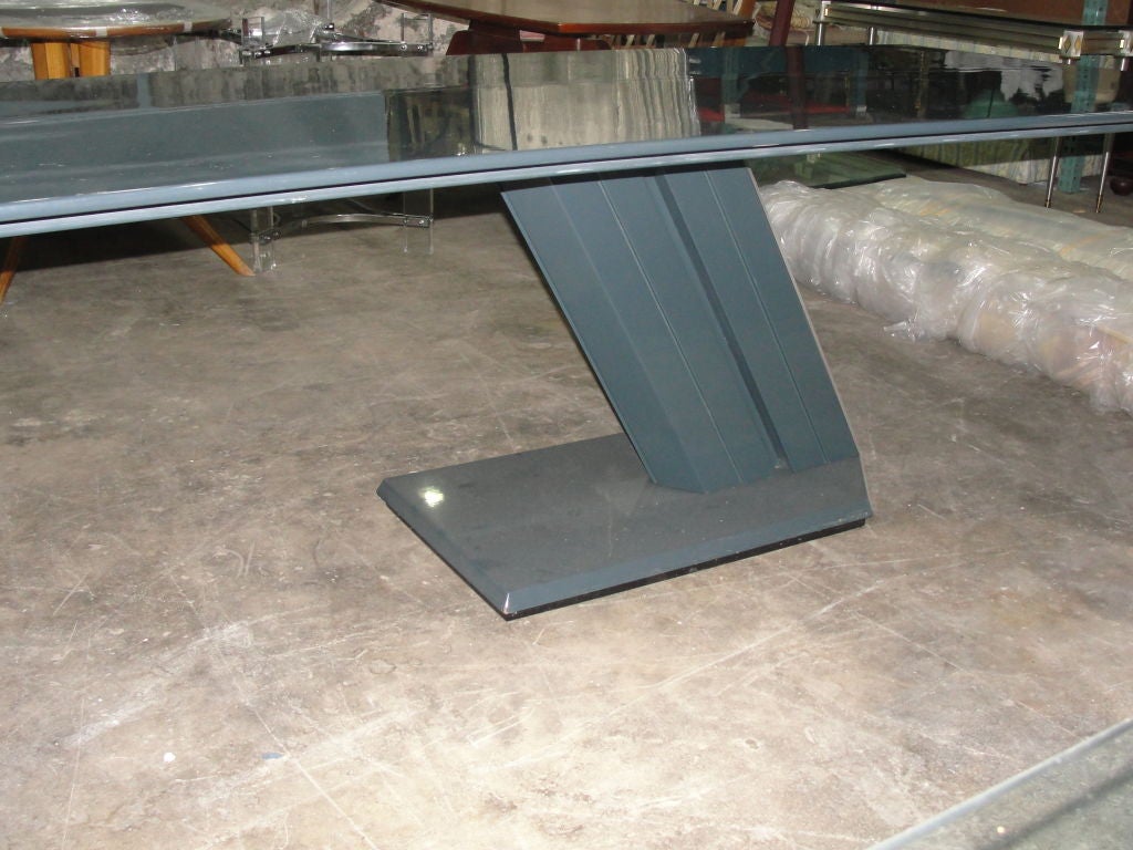 A Saporiti Grey Lacquered Architectural Dining Table