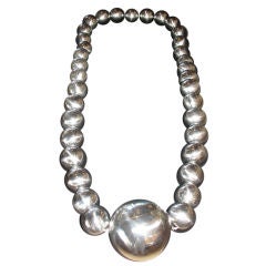 A Giant Polished Steel Beaded Display Necklace/Sculpture