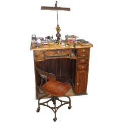 Vintage A Watchmaker/Repairs Desk + Chair