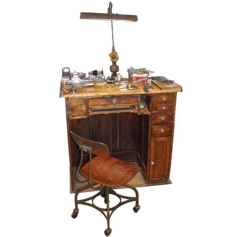 A Watchmaker/Repairs Desk + Chair at 1stDibs | watchmaker chair ...