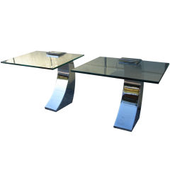 Pair of Polished Steel Arched Sidetables