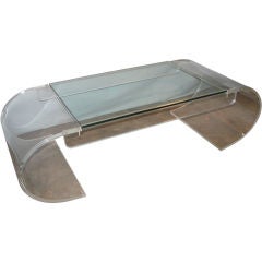 Wonderful Scroll Vintage Lucite & Glass Cocktail Table