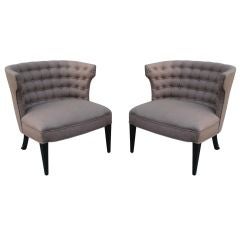 Grosfeld House Pair of Button Tufted Armchairs