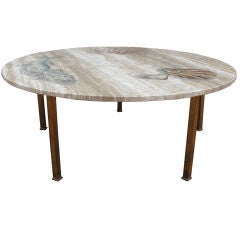 An Exceptional Carved Relief Travertine Coffee Table