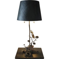 Sculptural Bronze and Mineral Stone Table Lamp