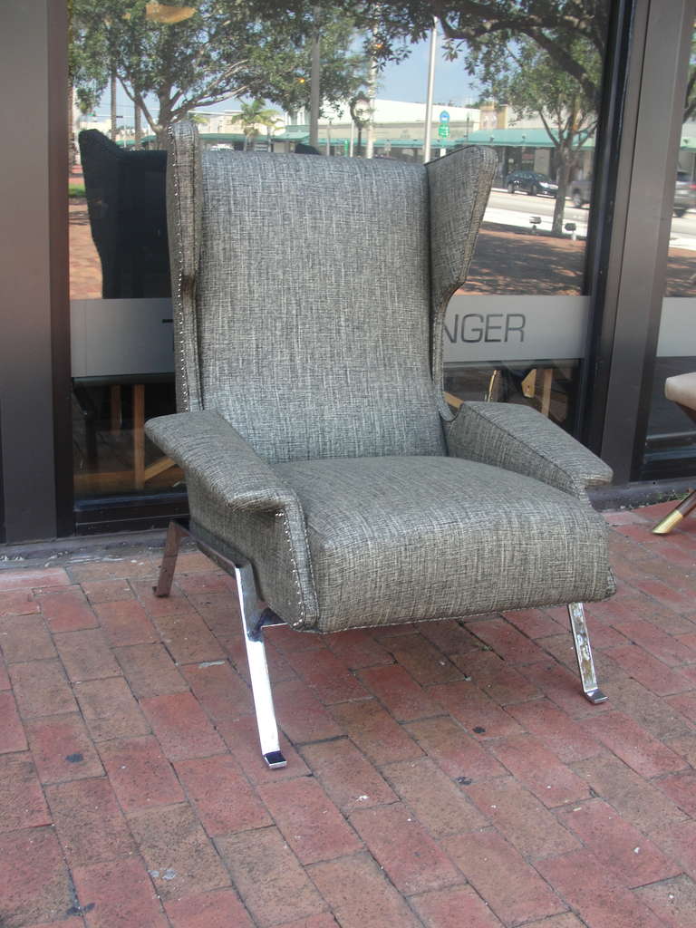 Vintage Italian Wingback Chair In Excellent Condition In Miami, FL